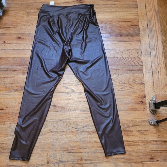 Nwt Aerie Offline Real Luxe Faux Leather High Waisted Leggings - Cocoa Size XL - Picture 3 of 14